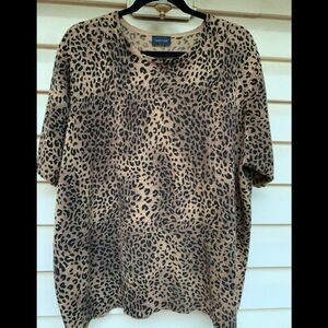 Camille Claude leopard print short sleeved top, crew neck, great condition, XL